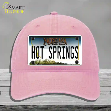 Hot Springs Montana State Novelty License Plate Hat Unconstructed Cotton / Pink