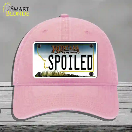 Spoiled Montana State Novelty License Plate Hat Unconstructed Cotton / Pink