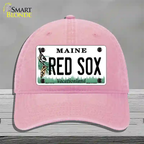 Red Sox Maine Novelty License Plate Hat Unconstructed Cotton / Pink