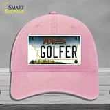 Golfer Montana State Novelty License Plate Hat Unconstructed Cotton / Pink