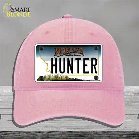 Hunter Montana State Novelty License Plate Hat Unconstructed Cotton / Pink