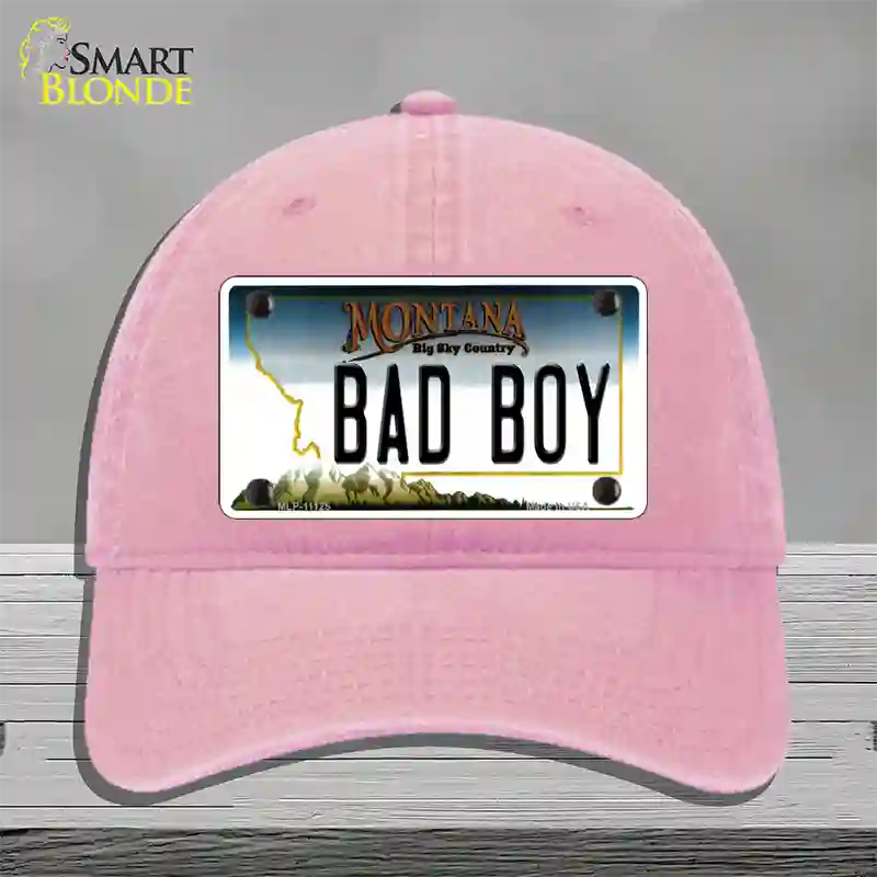 Bad Boy Montana State Novelty License Plate Hat Unconstructed Cotton / Pink