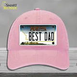 Best Dad Montana State Novelty License Plate Hat Unconstructed Cotton / Pink