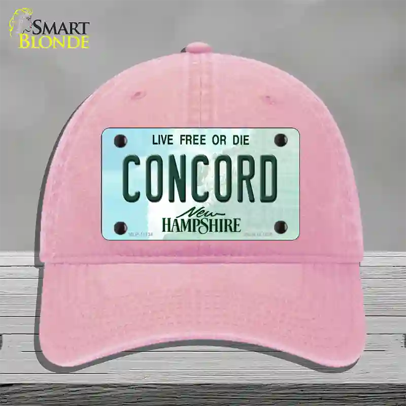 Concord New Hampshire State Novelty License Plate Hat Unconstructed Cotton / Pink