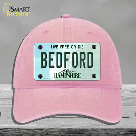 Bedford New Hampshire State Novelty License Plate Hat Unconstructed Cotton / Pink