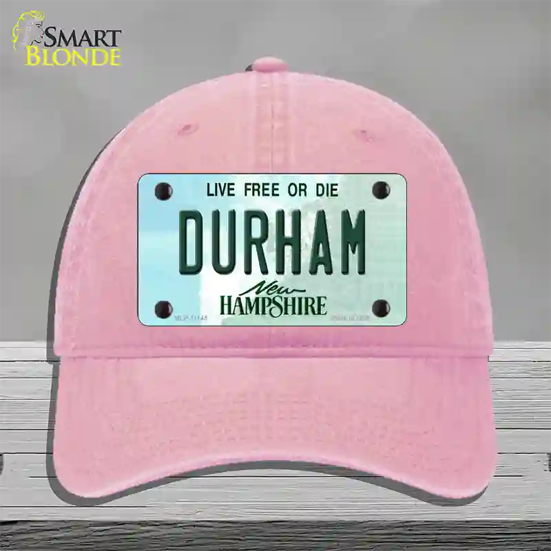 Durham New Hampshire State Novelty License Plate Hat Unconstructed Cotton / Pink