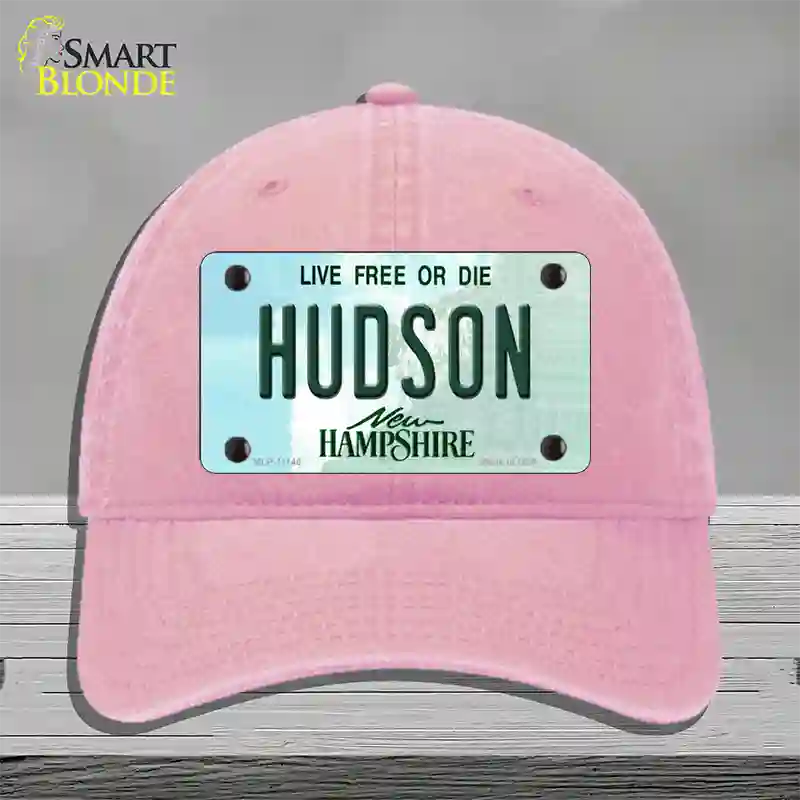 Hudson New Hampshire State Novelty License Plate Hat Unconstructed Cotton / Pink