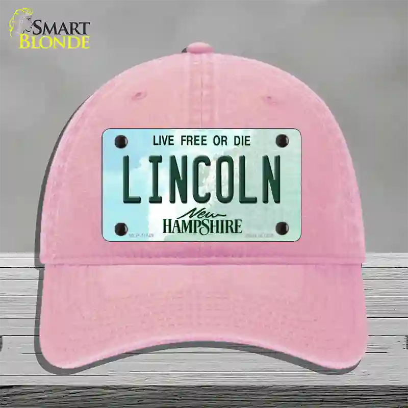 Lincoln New Hampshire State Novelty License Plate Hat Unconstructed Cotton / Pink