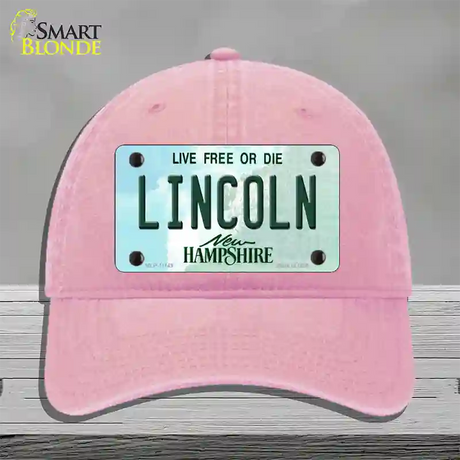 Lincoln New Hampshire State Novelty License Plate Hat Unconstructed Cotton / Pink