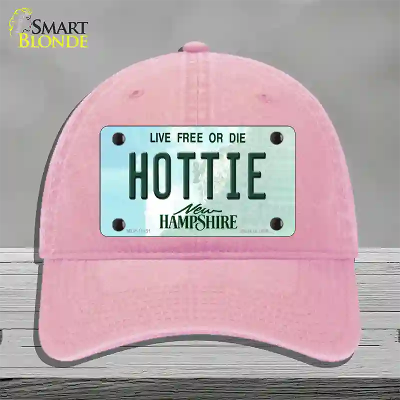 Hottie New Hampshire State Novelty License Plate Hat Unconstructed Cotton / Pink