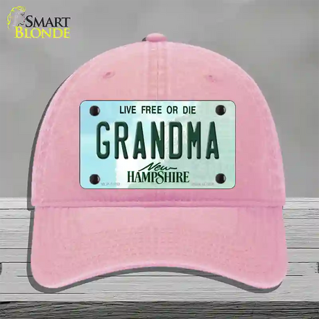 Grandma New Hampshire State Novelty License Plate Hat Unconstructed Cotton / Pink