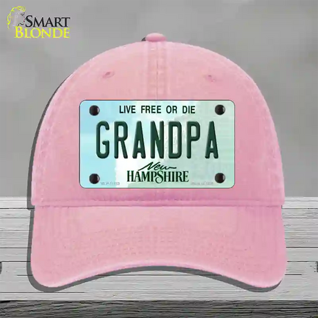 Grandpa New Hampshire State Novelty License Plate Hat Unconstructed Cotton / Pink