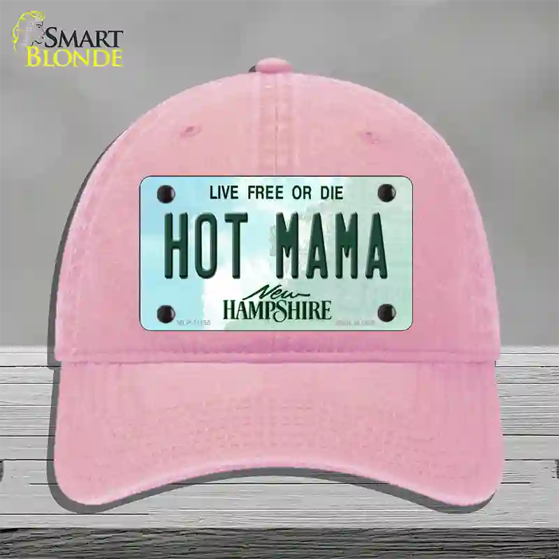 Hot Mama New Hampshire State Novelty License Plate Hat Unconstructed Cotton / Pink