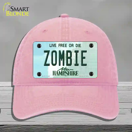 Zombie New Hampshire State Novelty License Plate Hat Unconstructed Cotton / Pink