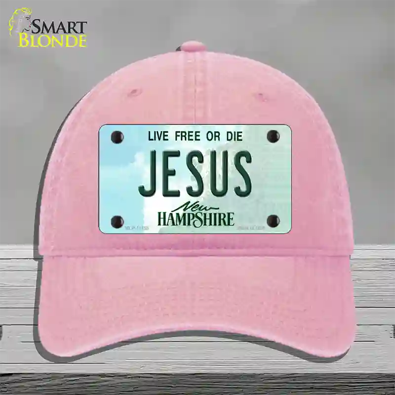 Jesus New Hampshire State Novelty License Plate Hat Unconstructed Cotton / Pink