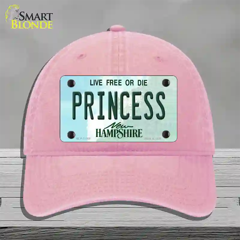 Princess New Hampshire State Novelty License Plate Hat Unconstructed Cotton / Pink