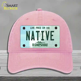 Native New Hampshire State Novelty License Plate Hat Unconstructed Cotton / Pink