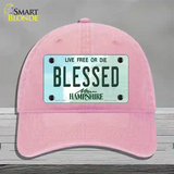 Blessed New Hampshire State Novelty License Plate Hat Unconstructed Cotton / Pink