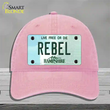 Rebel New Hampshire State Novelty License Plate Hat Unconstructed Cotton / Pink