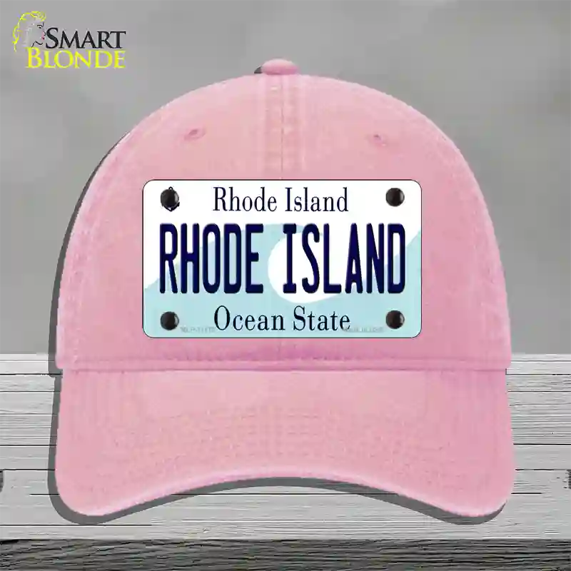 Rhode Island State Novelty License Plate Hat Unconstructed Cotton / Pink