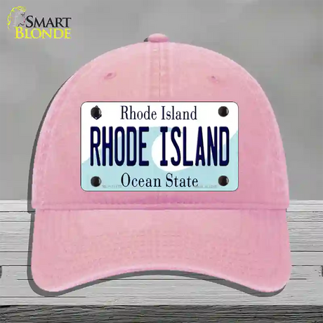 Rhode Island State Novelty License Plate Hat Unconstructed Cotton / Pink