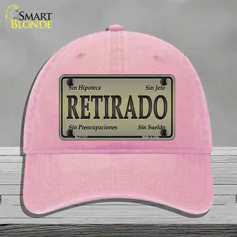 Retirado Novelty License Plate Hat Unconstructed Cotton / Pink