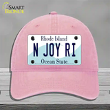 N Joy RI Rhode Island State Novelty License Plate Hat Unconstructed Cotton / Pink