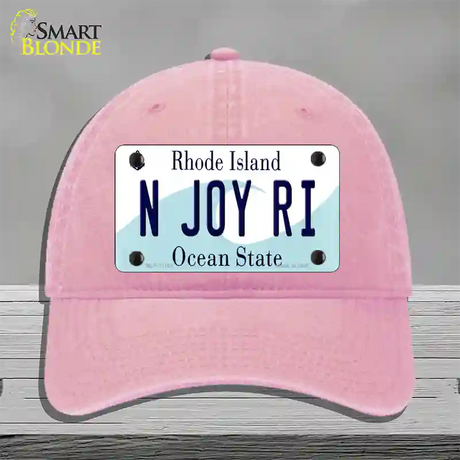 N Joy RI Rhode Island State Novelty License Plate Hat Unconstructed Cotton / Pink