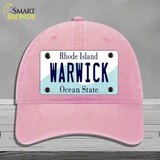 Warwick Rhode Island State Novelty License Plate Hat Unconstructed Cotton / Pink