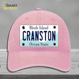 Cranston Rhode Island State Novelty License Plate Hat Unconstructed Cotton / Pink