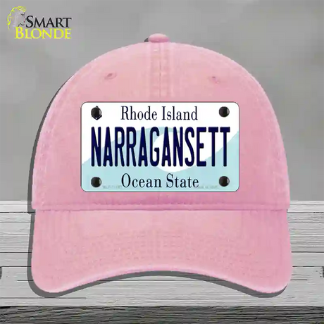 Narragansett Rhode Island State Novelty License Plate Hat Unconstructed Cotton / Pink