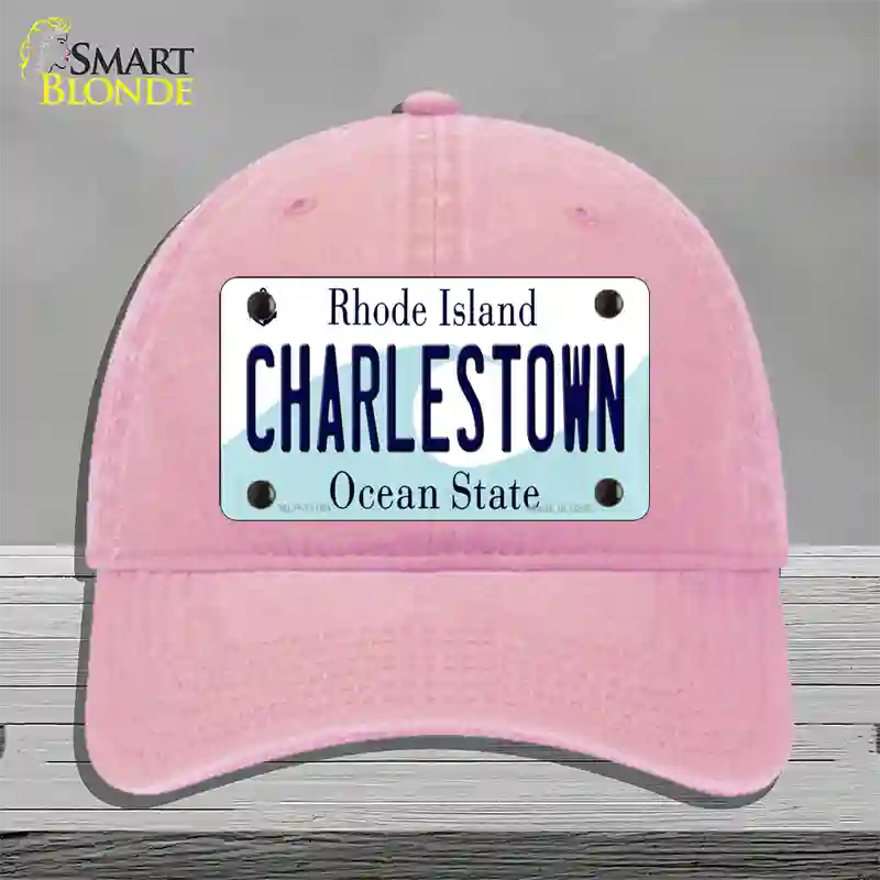 Charlestown Rhode Island State Novelty License Plate Hat Unconstructed Cotton / Pink