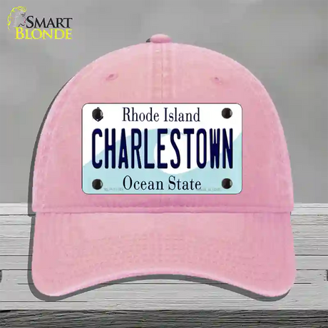 Charlestown Rhode Island State Novelty License Plate Hat Unconstructed Cotton / Pink