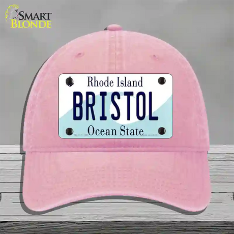 Bristol Rhode Island State Novelty License Plate Hat Unconstructed Cotton / Pink