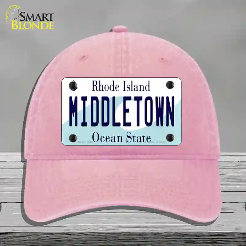 Middletown Rhode Island State Novelty License Plate Hat Unconstructed Cotton / Pink