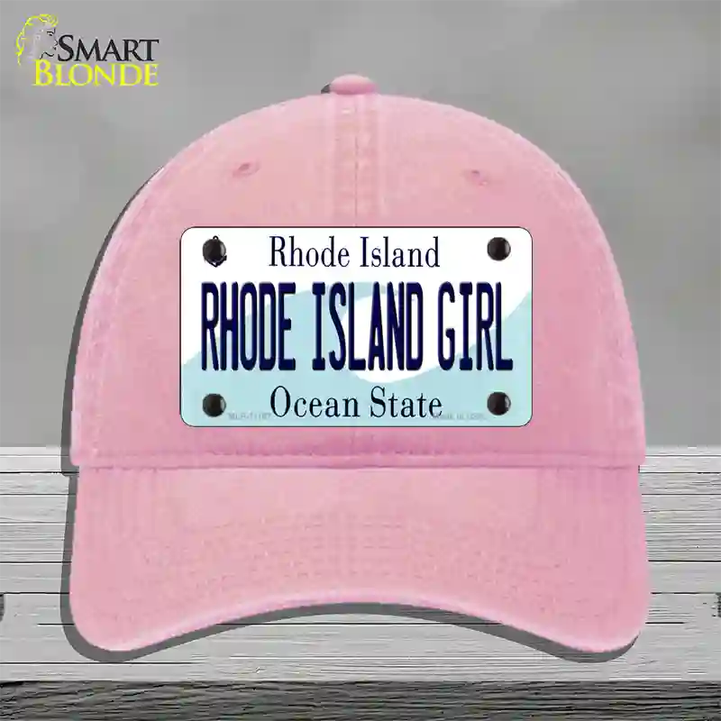 Rhode Island Girl Rhode Island State Novelty License Plate Hat Unconstructed Cotton / Pink