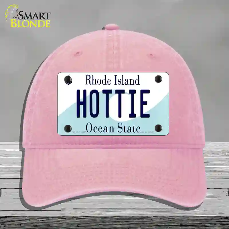 Hottie Rhode Island State Novelty License Plate Hat Unconstructed Cotton / Pink