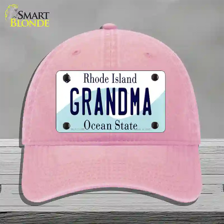 Grandma Rhode Island State Novelty License Plate Hat Unconstructed Cotton / Pink