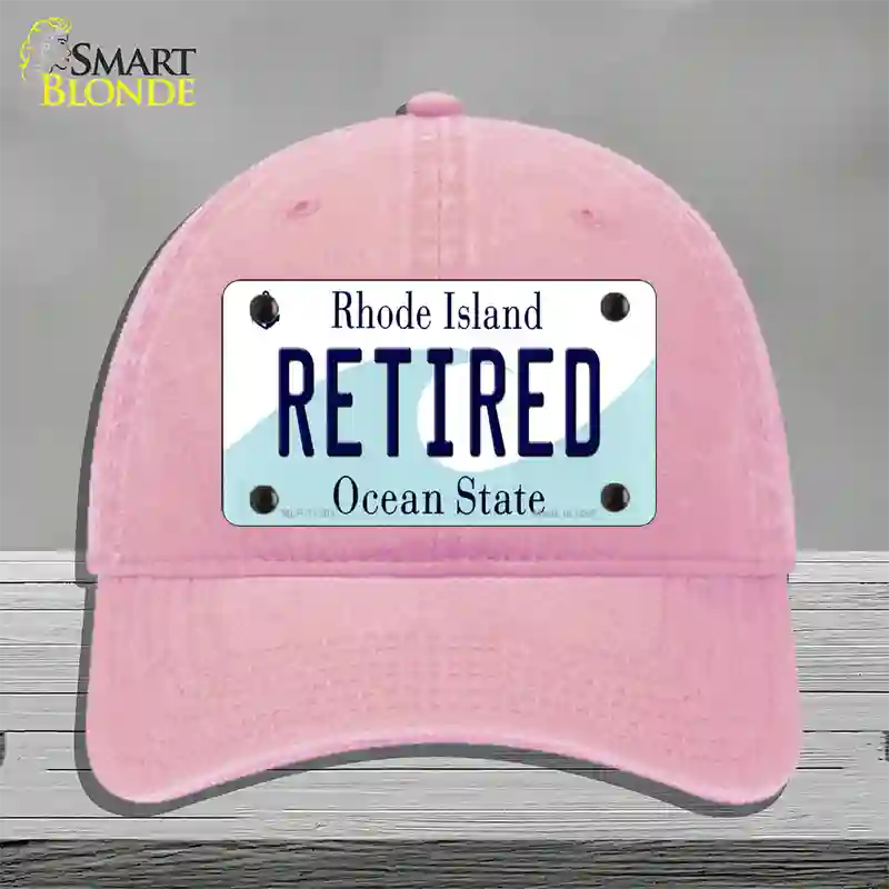 Retired Rhode Island State Novelty License Plate Hat Unconstructed Cotton / Pink