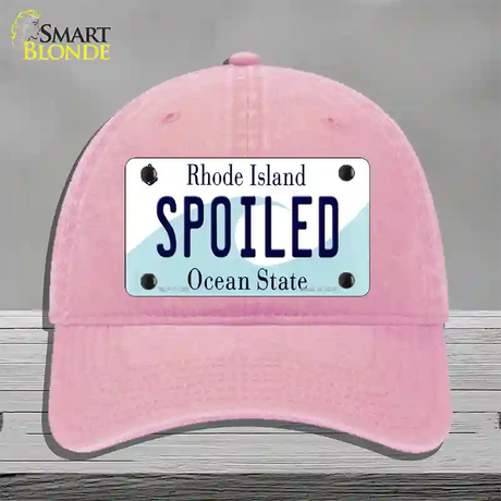 Spoiled Rhode Island State Novelty License Plate Hat Unconstructed Cotton / Pink