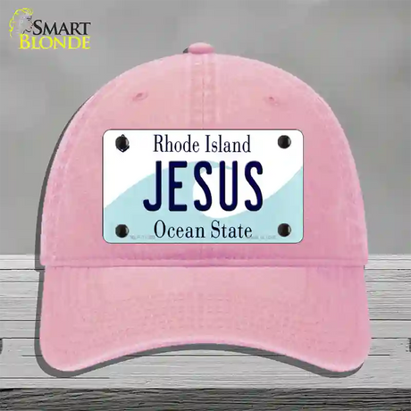 Jesus Rhode Island State Novelty License Plate Hat Unconstructed Cotton / Pink