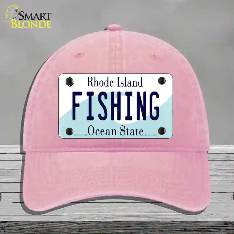 Fishing Rhode Island State Novelty License Plate Hat Unconstructed Cotton / Pink