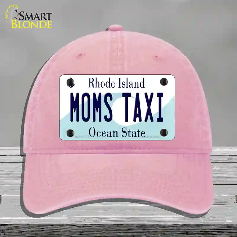 Moms Taxi Rhode Island State Novelty License Plate Hat Unconstructed Cotton / Pink