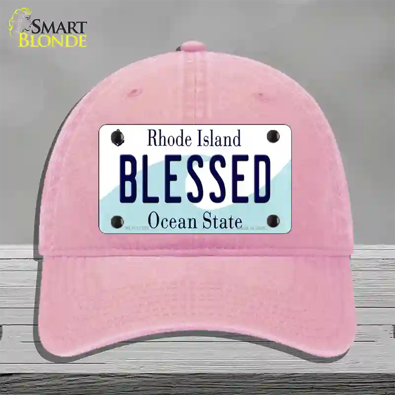 Blessed Rhode Island State Novelty License Plate Hat Unconstructed Cotton / Pink