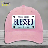 Blessed Rhode Island State Novelty License Plate Hat Unconstructed Cotton / Pink