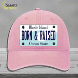 Born and Raised Rhode Island State Novelty License Plate Hat Unconstructed Cotton / Pink