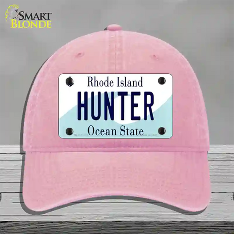 Hunter Rhode Island State Novelty License Plate Hat Unconstructed Cotton / Pink