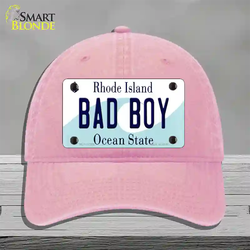 Bad Boy Rhode Island State Novelty License Plate Hat Unconstructed Cotton / Pink