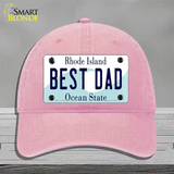 Best Dad Rhode Island State Novelty License Plate Hat Unconstructed Cotton / Pink