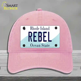 Rebel Rhode Island State Novelty License Plate Hat Unconstructed Cotton / Pink